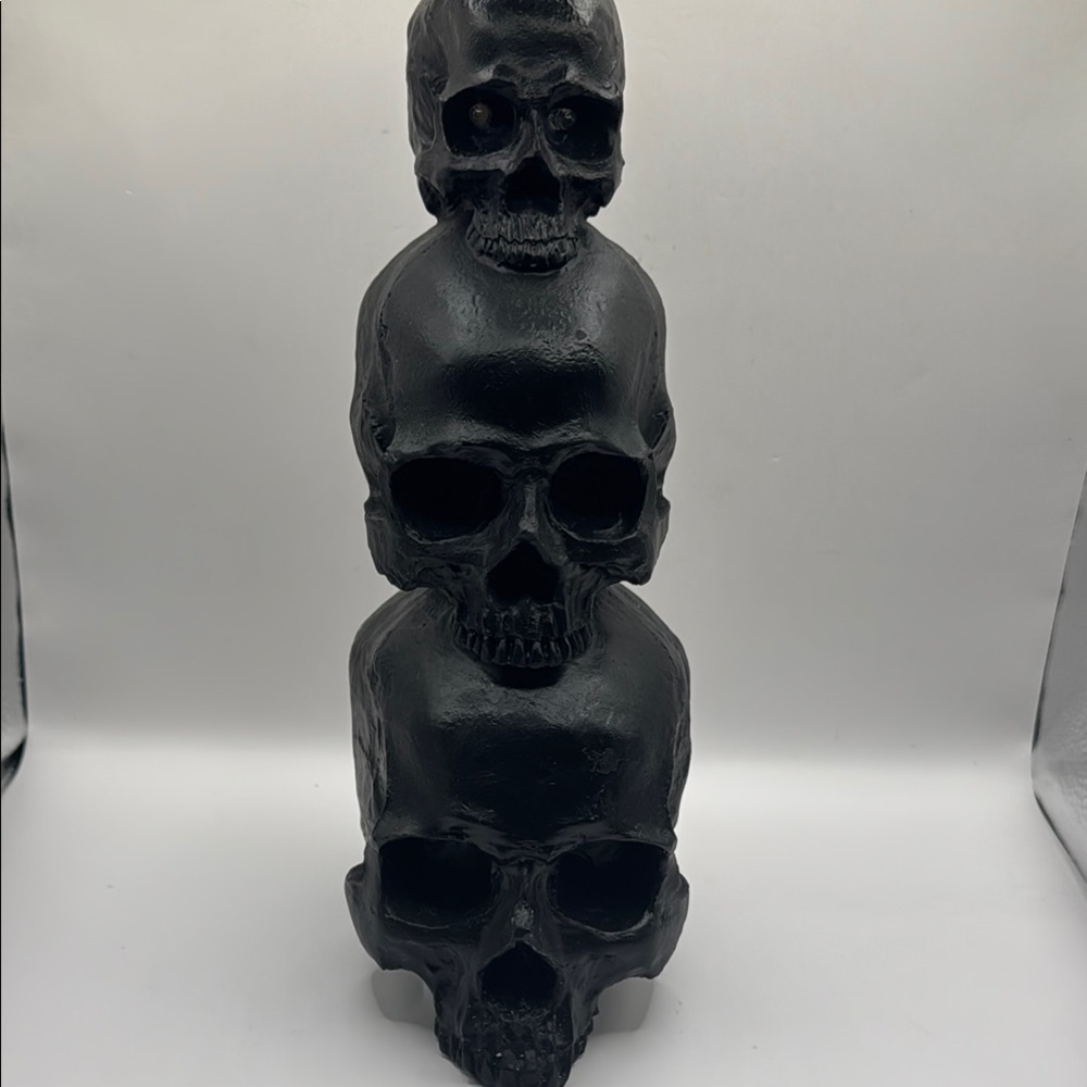 LED Light Up Black Stacked Skulls Gothic Dark Romance Decor